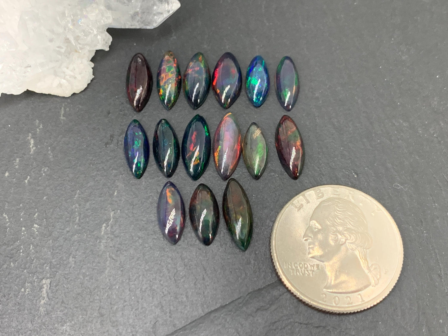 Natural Ethiopian Black Opal marquise 12-14mm long cabochon/ Select your cabochon