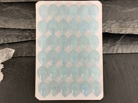 Aquamarine pear 8x12mm cabochon- Calibrated Aquamarine