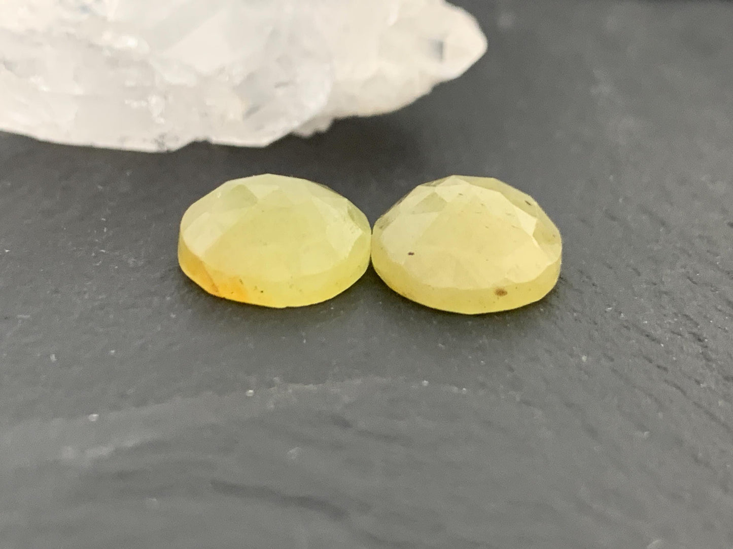 Faceted Yellow Sapphire pair 11x14x5mm cabochon