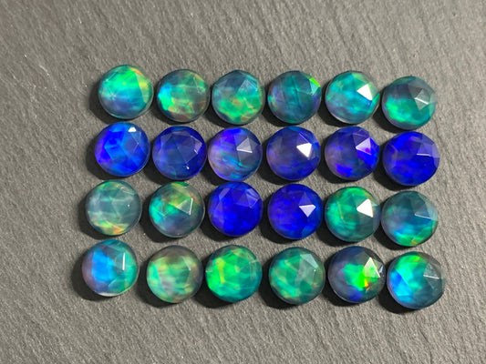 Faceted Aurora Opal 10mm cabochon - Doublet cabochons