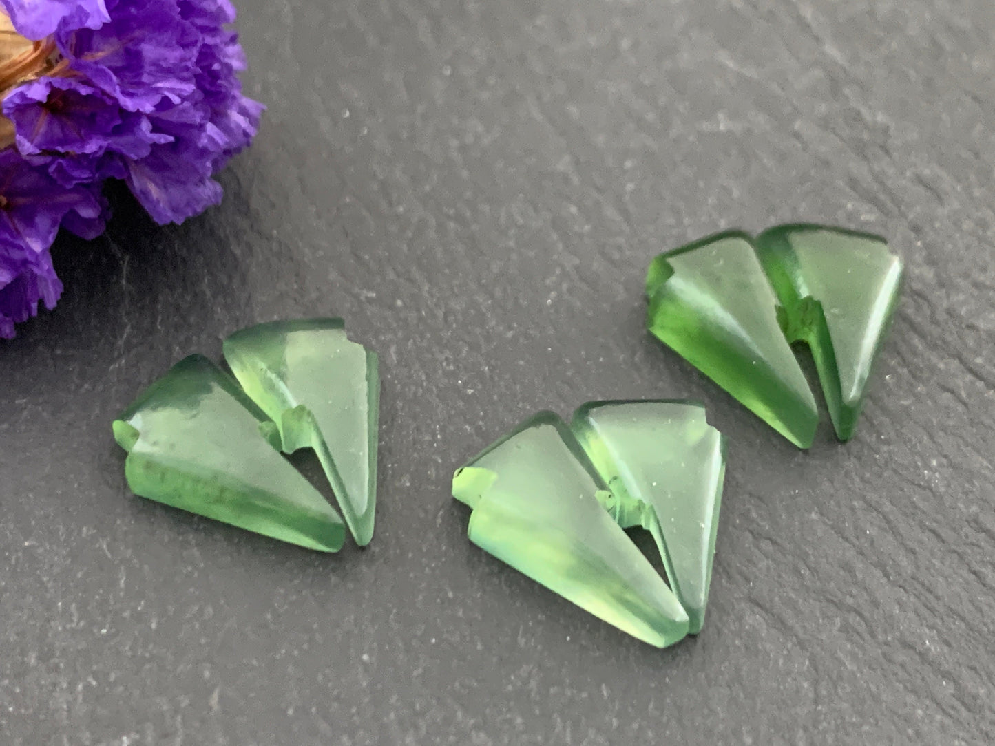 Serpentine lightning bolt pair 8x14mm cabochon