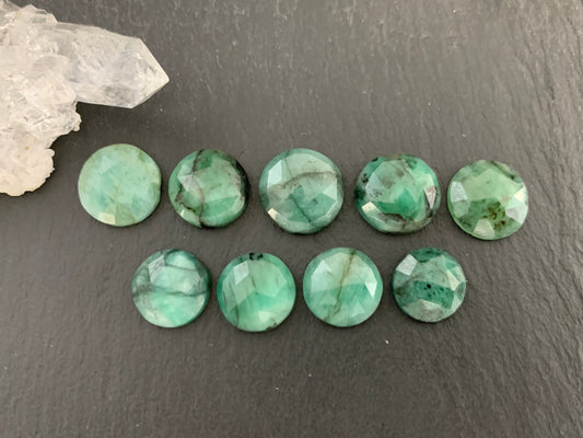 Faceted Emerald round 10-12mm cabochon
