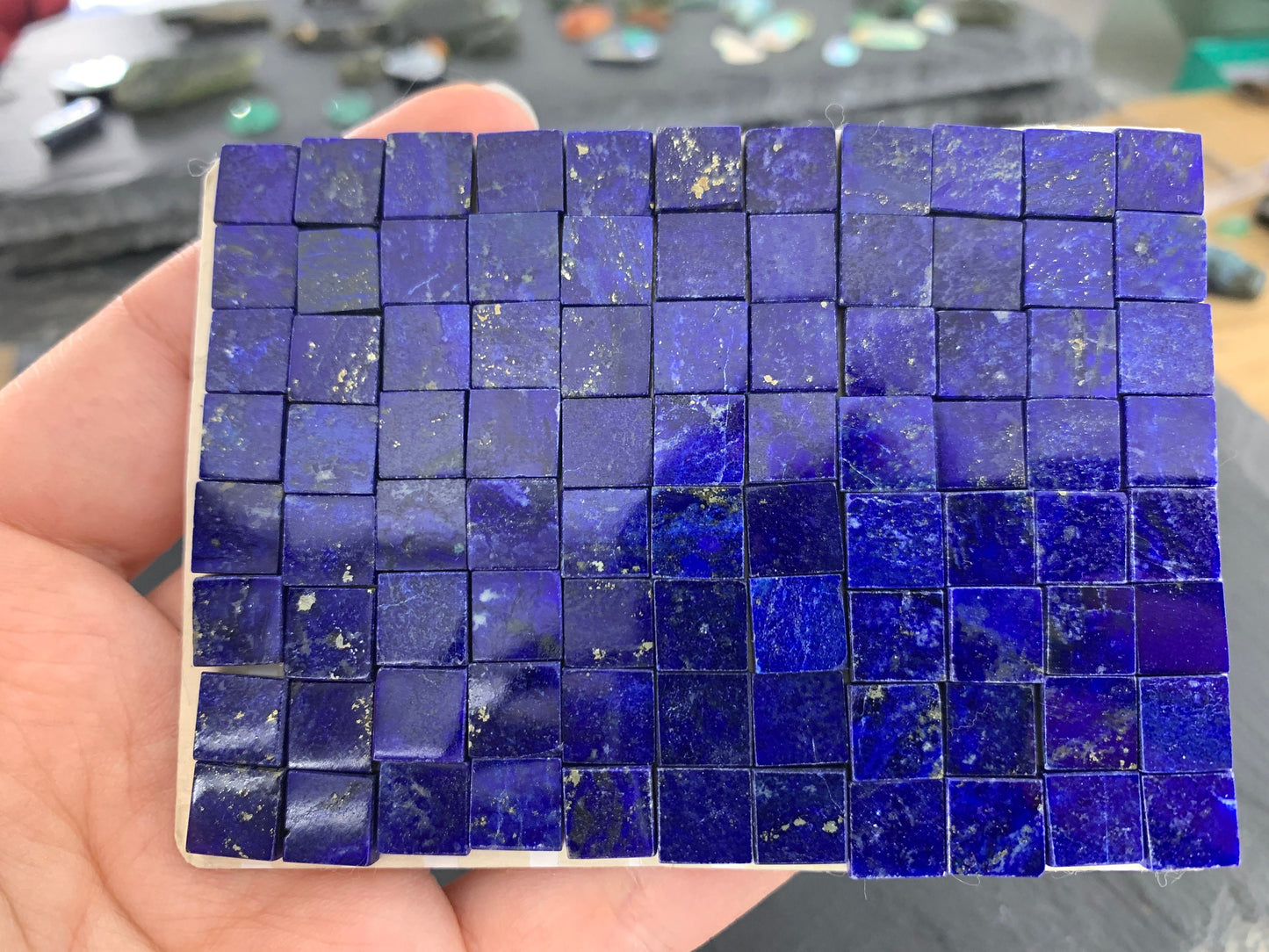 Flat Lapis Lazuli square 8x8mm cabochon - Calibrated cabochons