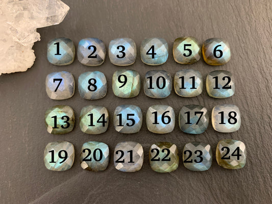 Faceted Labradorite square 10mm cabochon