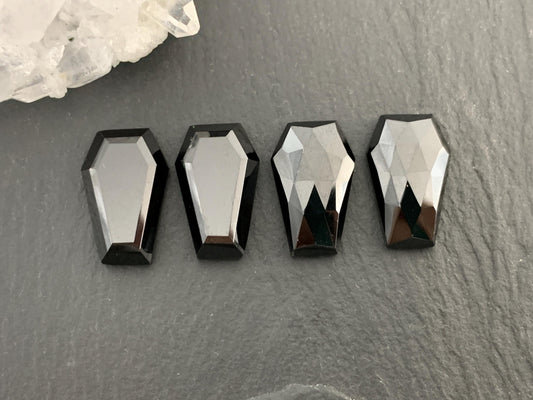 Faceted Black Spinel coffin 10x16mm cabochon