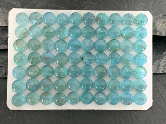 Blue Green Apatite round 6mm cabochon - Calibrated cabochons