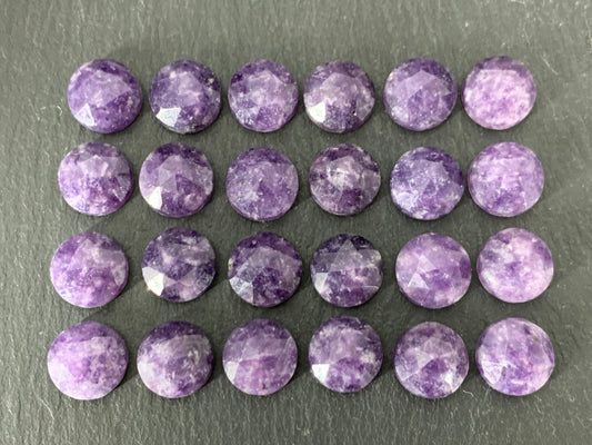 Faceted Lepidolite Round 10mm cabochon | Natural Lepidolite