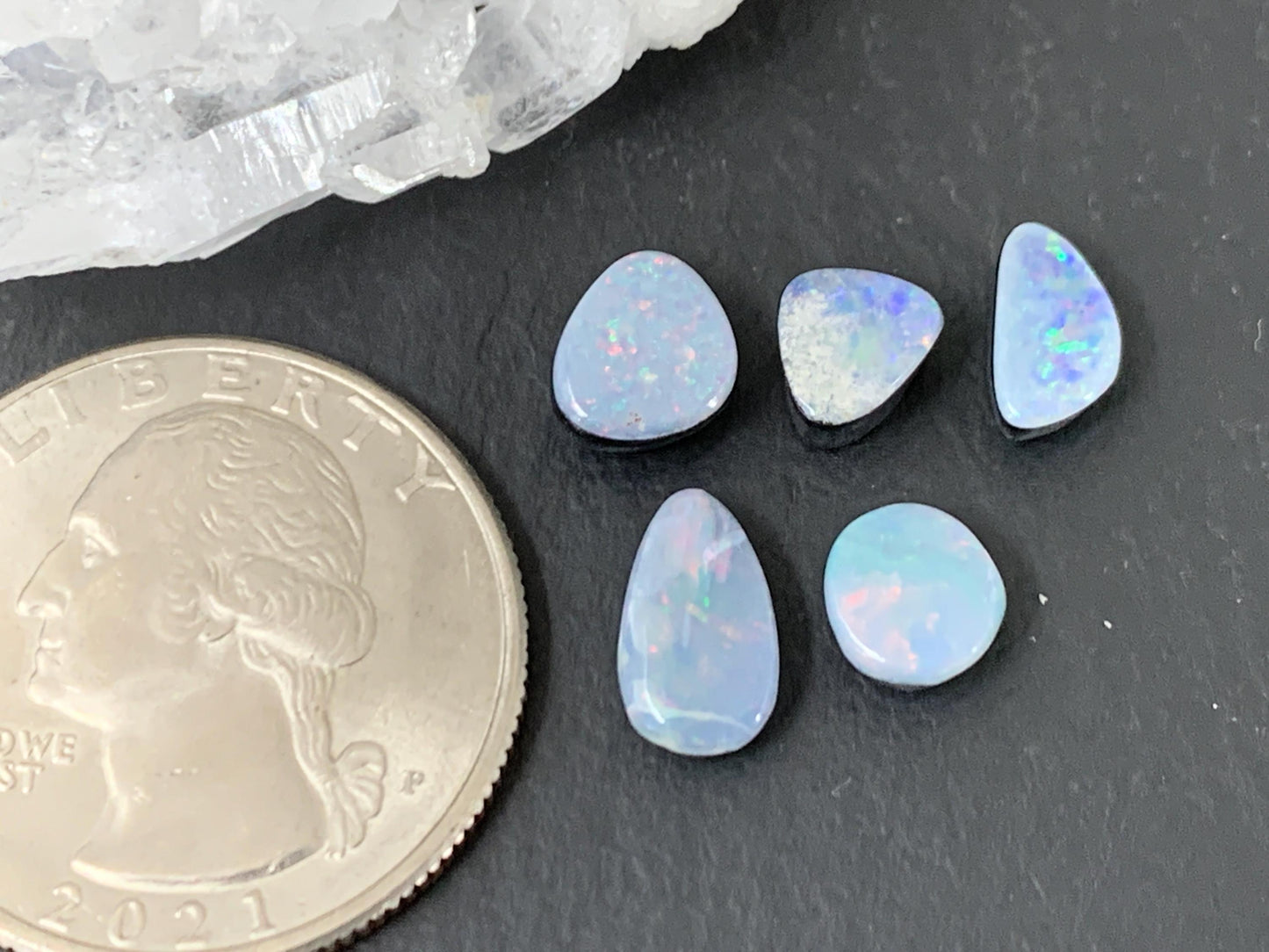 Australian Opal Doublet 6-9.5mm long cabochon - Select your piece