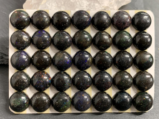 Black Andamooka Opal round 10mm cabochon  - Matrix Australian Opal