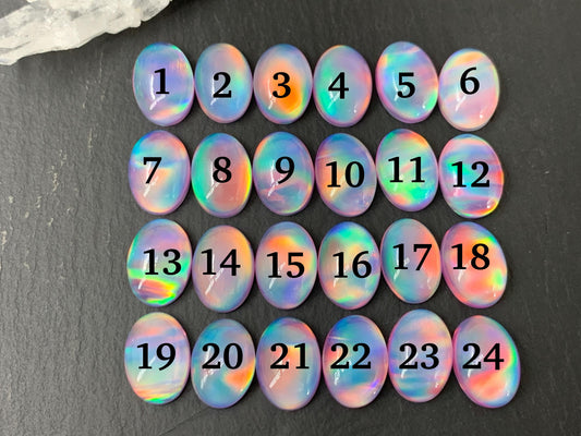 Aurora Opal oval 10x14mm cabochons - Doublet cabochons