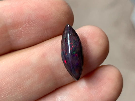 Black Ethiopian Opal marquise 7x17x4mm cabochon
