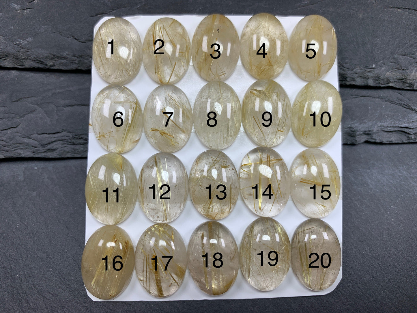 Gold Rutilated Quartz pear 13x18mm cabochon - Calibrated cabochons