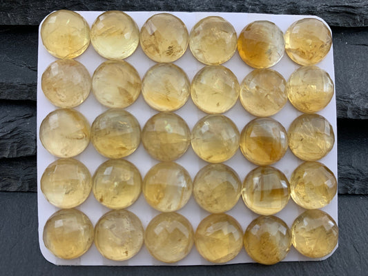 Faceted Citrine round 12mm cabochon - Calibrated cabochons
