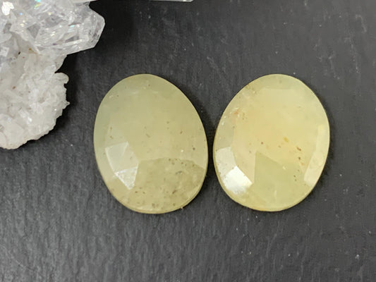 Faceted Yellow Sapphire pair 10x13x3mm cabochon