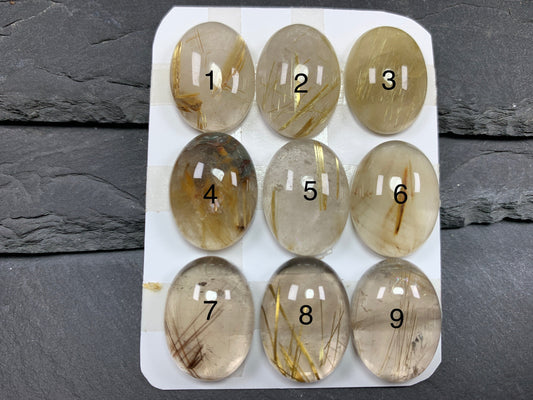 Gold Rutilated Quartz oval 15x20mm cabochon - Calibrated cabochons