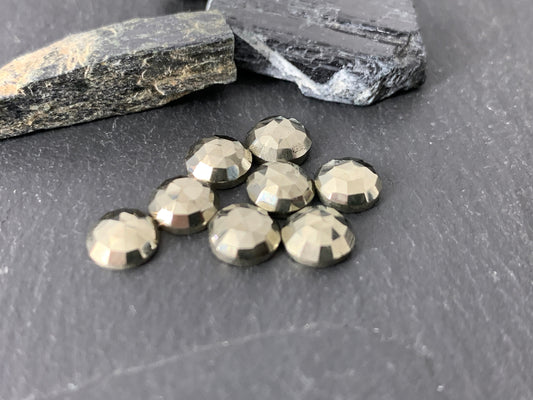 Faceted Pyrite Round 6mm cabochon - Calibrated cabochons