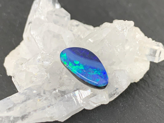 Natural Australian Opal Doublet 6x12x4mm Free Form Cabochon – Colorful Gemstone