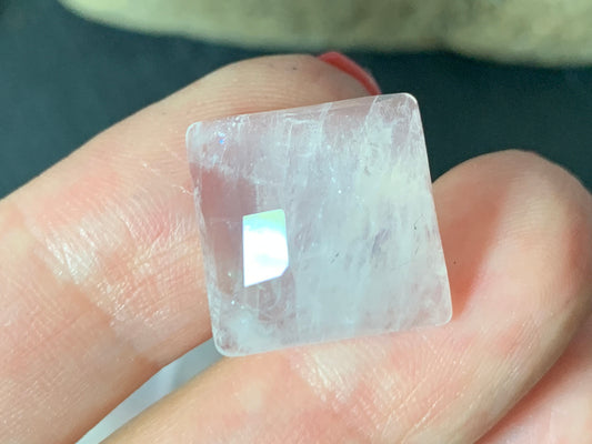Faceted Rose Quartz square 15x15mm cabochon - Calibrated cabochons