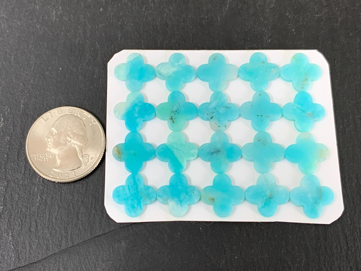 Flat Amazonite clover 13mm cabochon - Calibrated cabochons