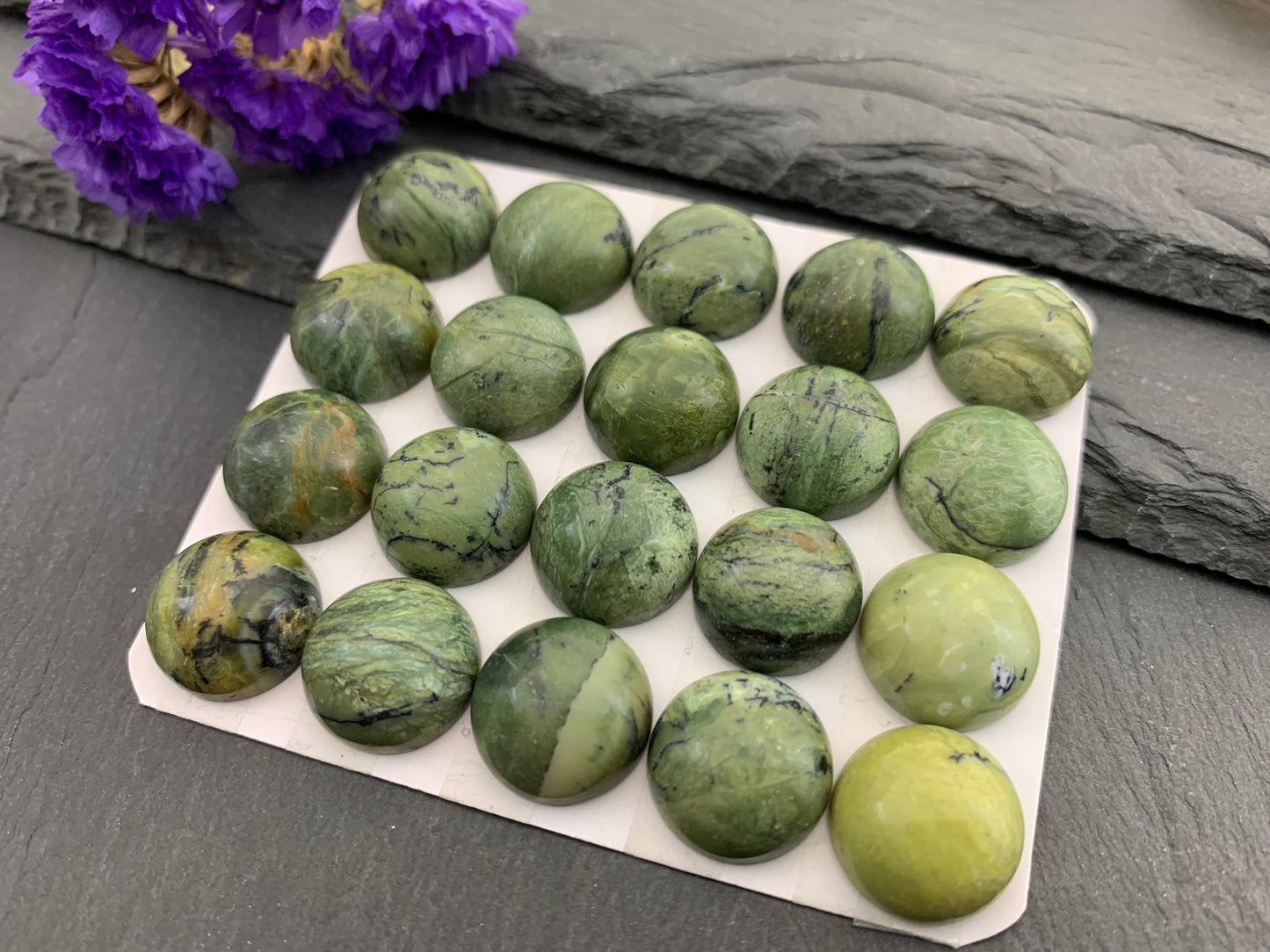 Natural Green Opal 15mm Cabochon - Calibrated Round 15mm