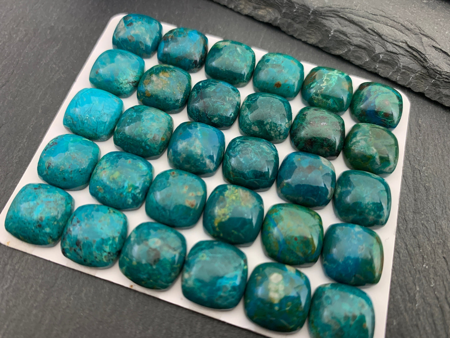 Chrysocolla square 12mm cabochon - Calibrated cabochons