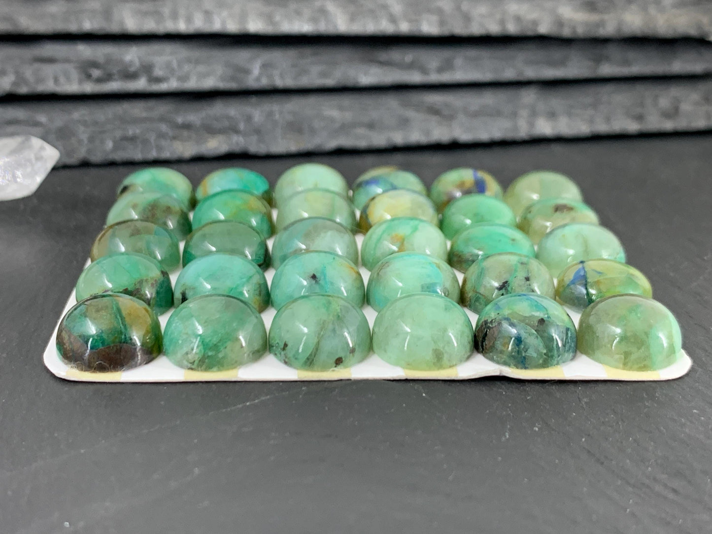 Chrysocolla Quartz round 12mm cabochon - Calibrated cabochons