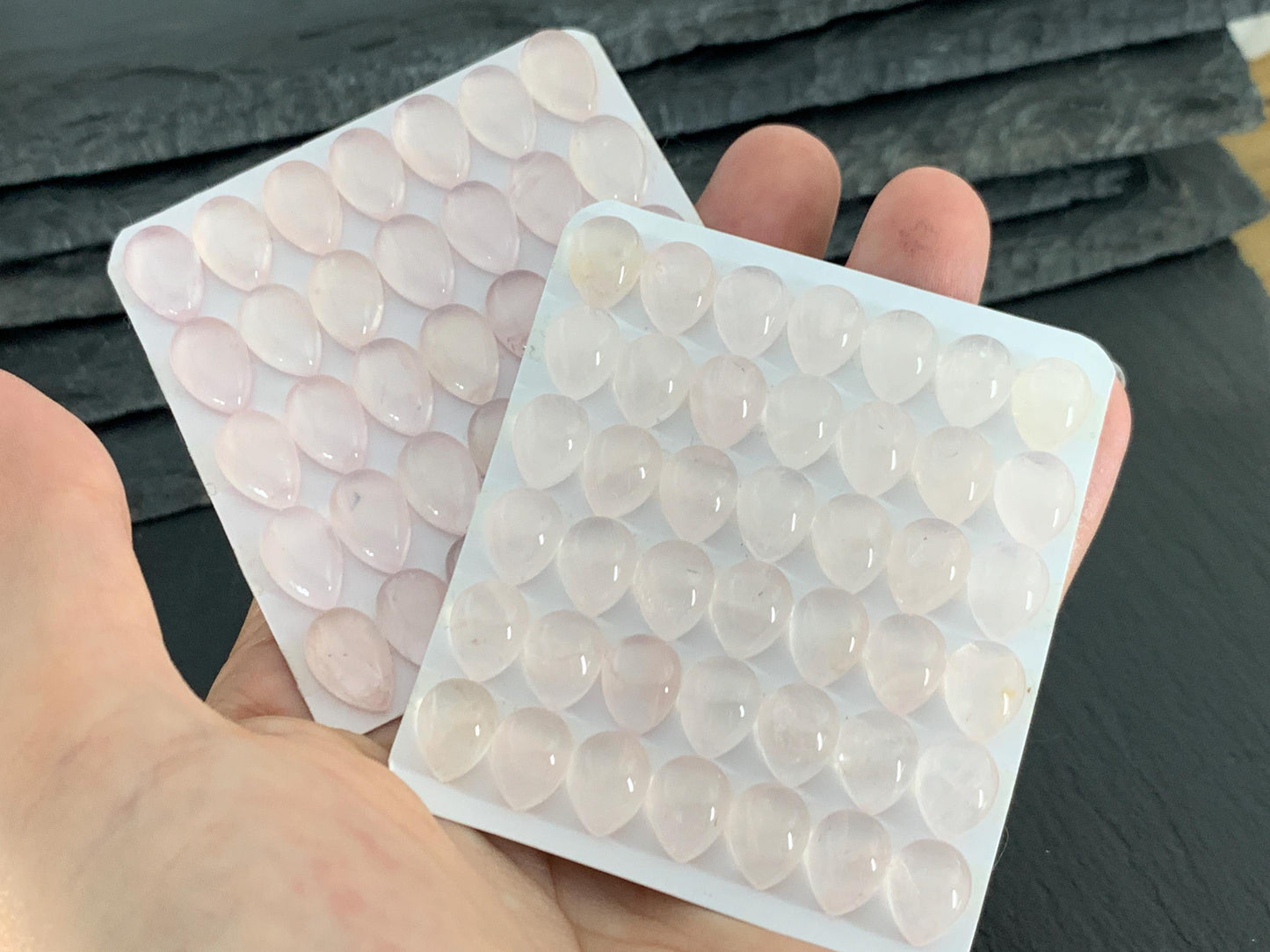 Rose Quartz pear 8x10mm, 8x12mm cabochon - Calibrated cabochons