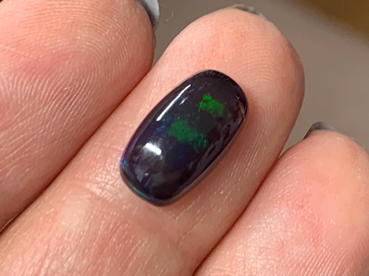 Natural Ethiopian Black Opal 7x13x4mm cabochon