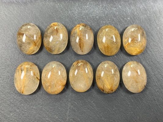 Gold Rutilated Quartz oval 13x18mm cabochon - Calibrated cabochons