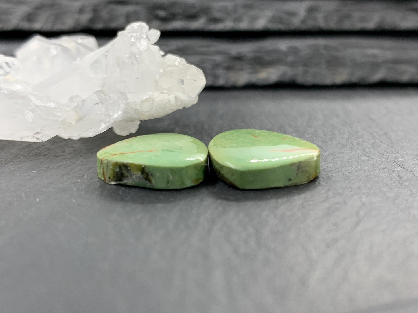 Tibetan Turquoise Pair 12x14mm Cabochon - Hand Cut Cabochon