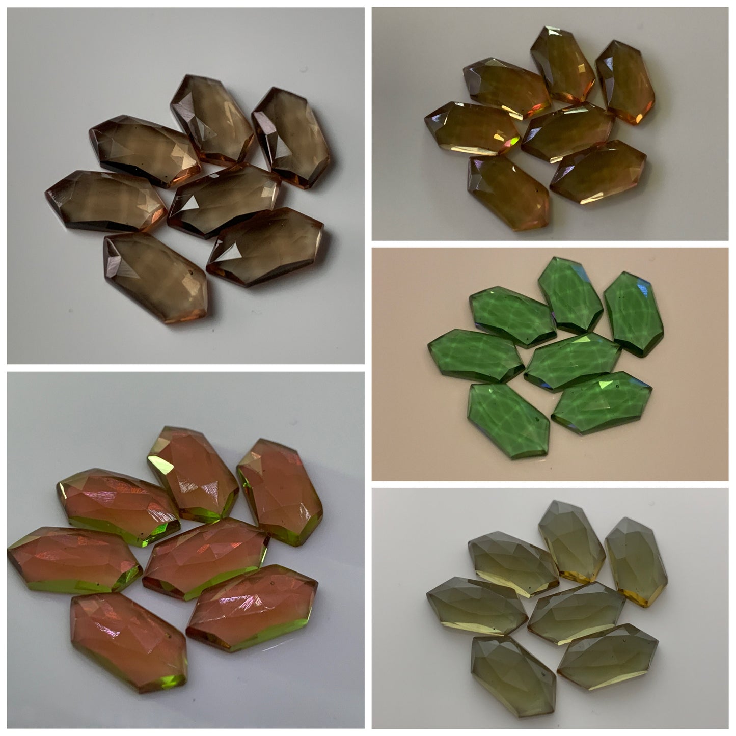 Faceted color changing Alexandrite hexagon 8mm cabochon - Cabochons are calibrated