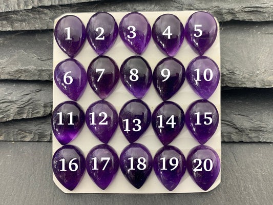 Amethyst pear 12x16mm cabochon - Calibrated cabochons
