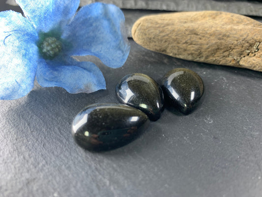 Gold Obsidian pear 18x25mm cabochon - Calibrated cabochons