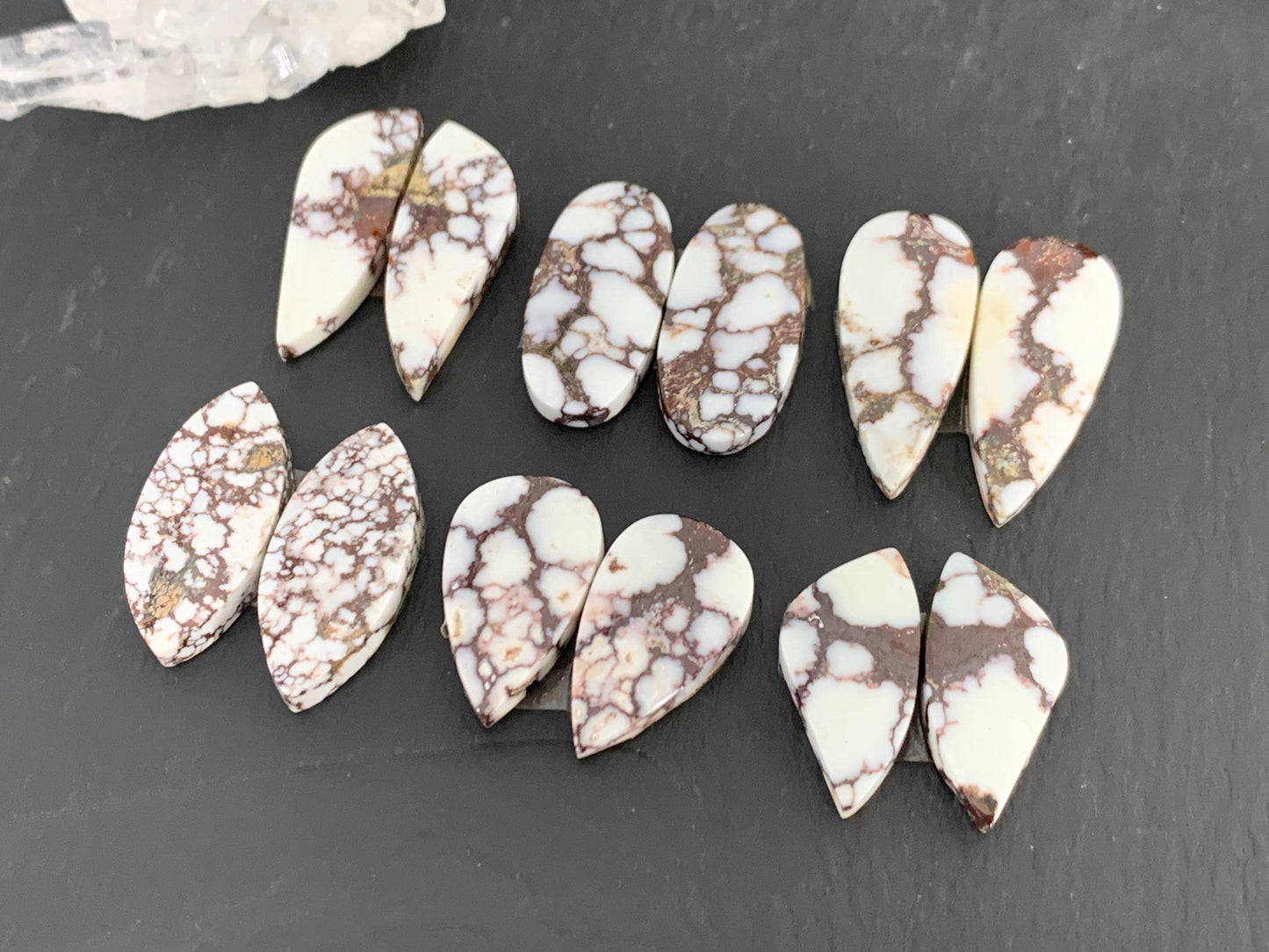 Wild Horse Jasper 21-26mm long cabochon pair