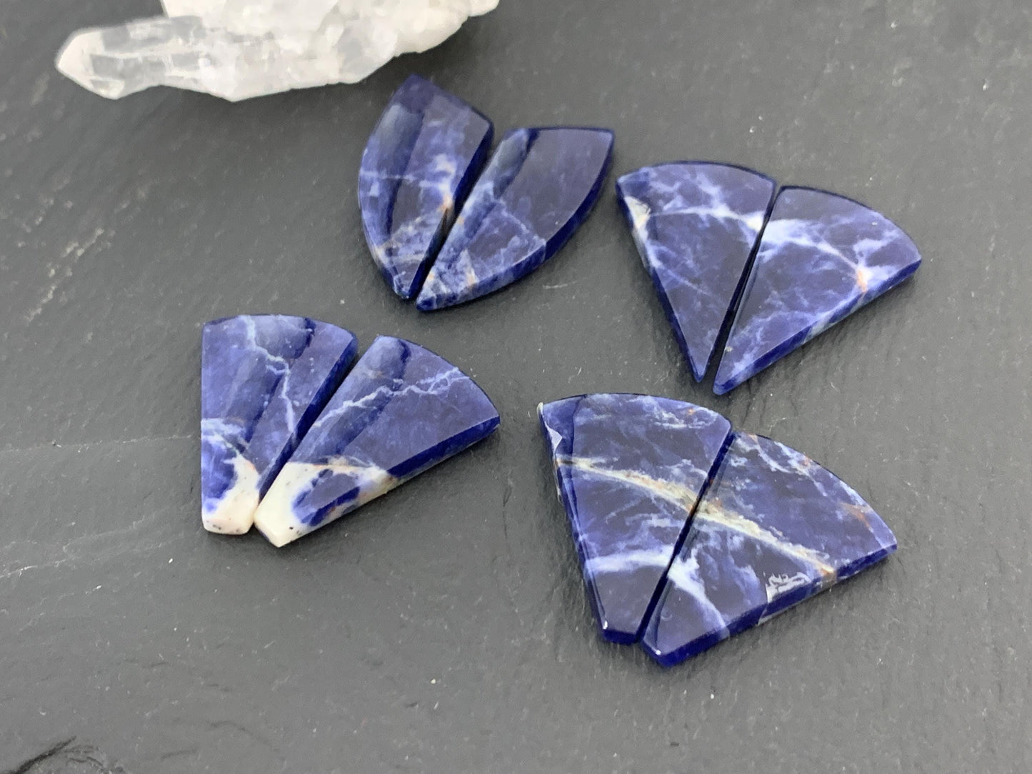 Natural Sodalite pair 22-28mm long cabochon