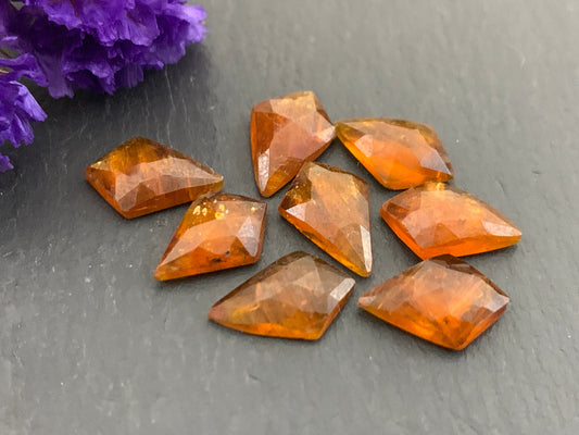 Faceted orange Kyanite kite 8x12mm cabochons