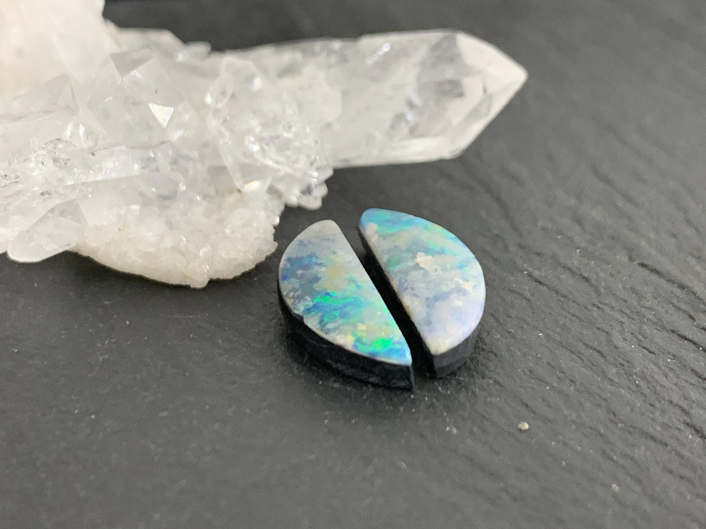 Australian Opal doublet 6x16x3mm pair of cabochons