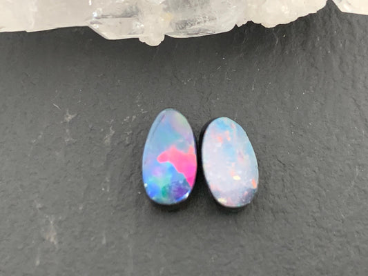 Australian Opal doublet 5x8mm pair of cabochons