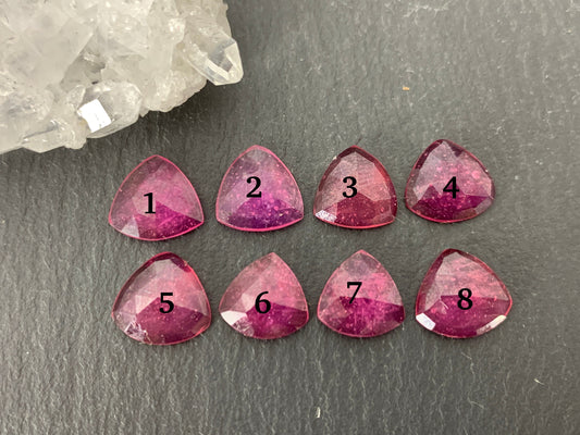 Faceted Thailand pink Sapphire triangle 9mm cabochon