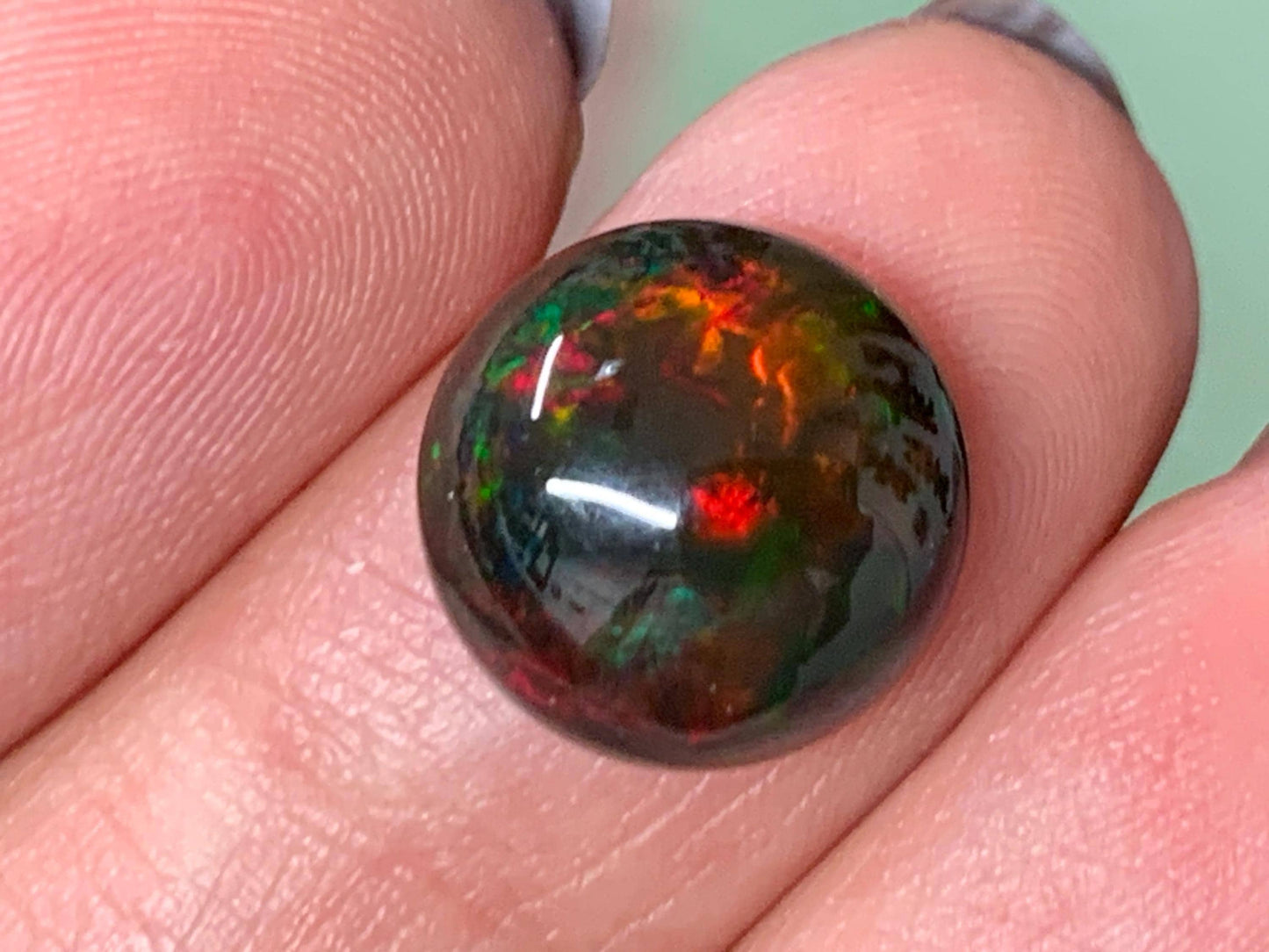 Natural Ethiopian Black Opal 12x5mm cabochon