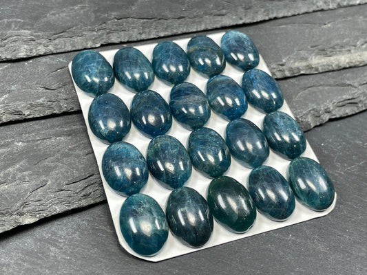 Blue Apatite oval 13x18mm cabochon - Calibrated cabochons