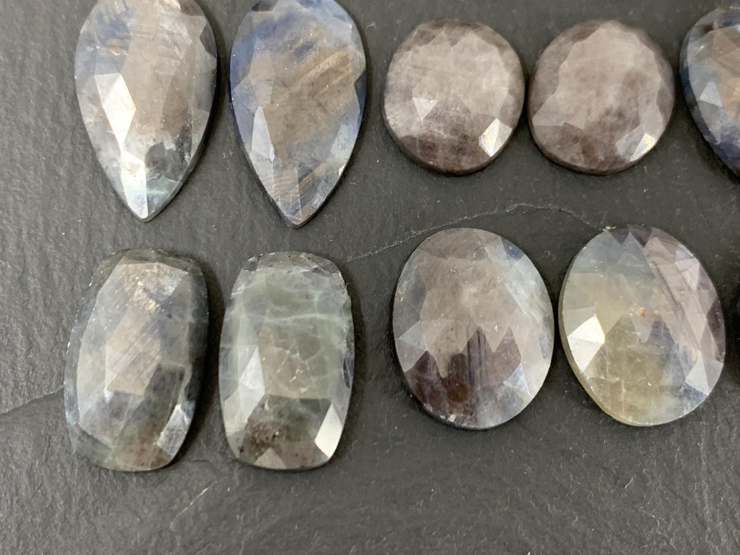 Faceted Star Sapphire pair 12-20mm long cabochon - Sapphire pairs