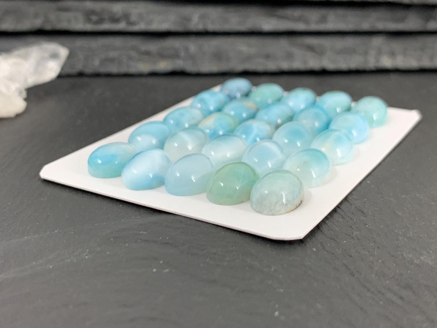 Larimar oval 10x12mm long cabochon - Calibrated cabochons