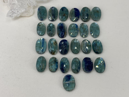 Discounted faceted Emerald Green Kyanite 13mm long cabochon