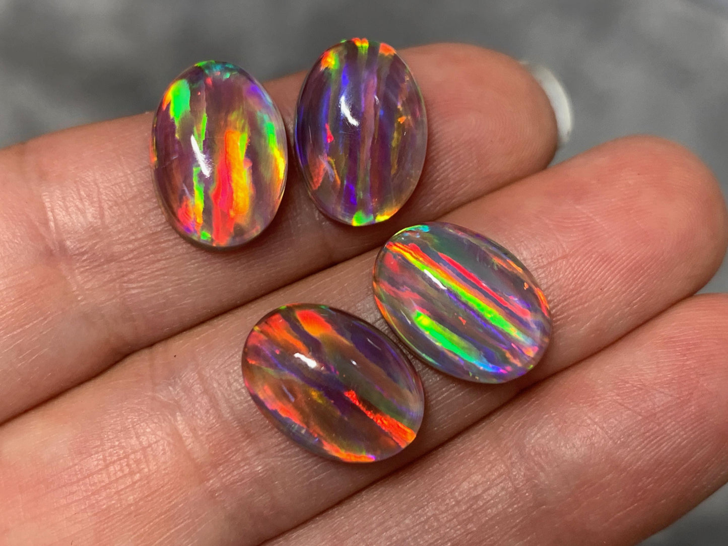 Aurora Opal Oval 10x14mm Cabochon – Rainbow Fire Doublets – Man Made Cabochon *