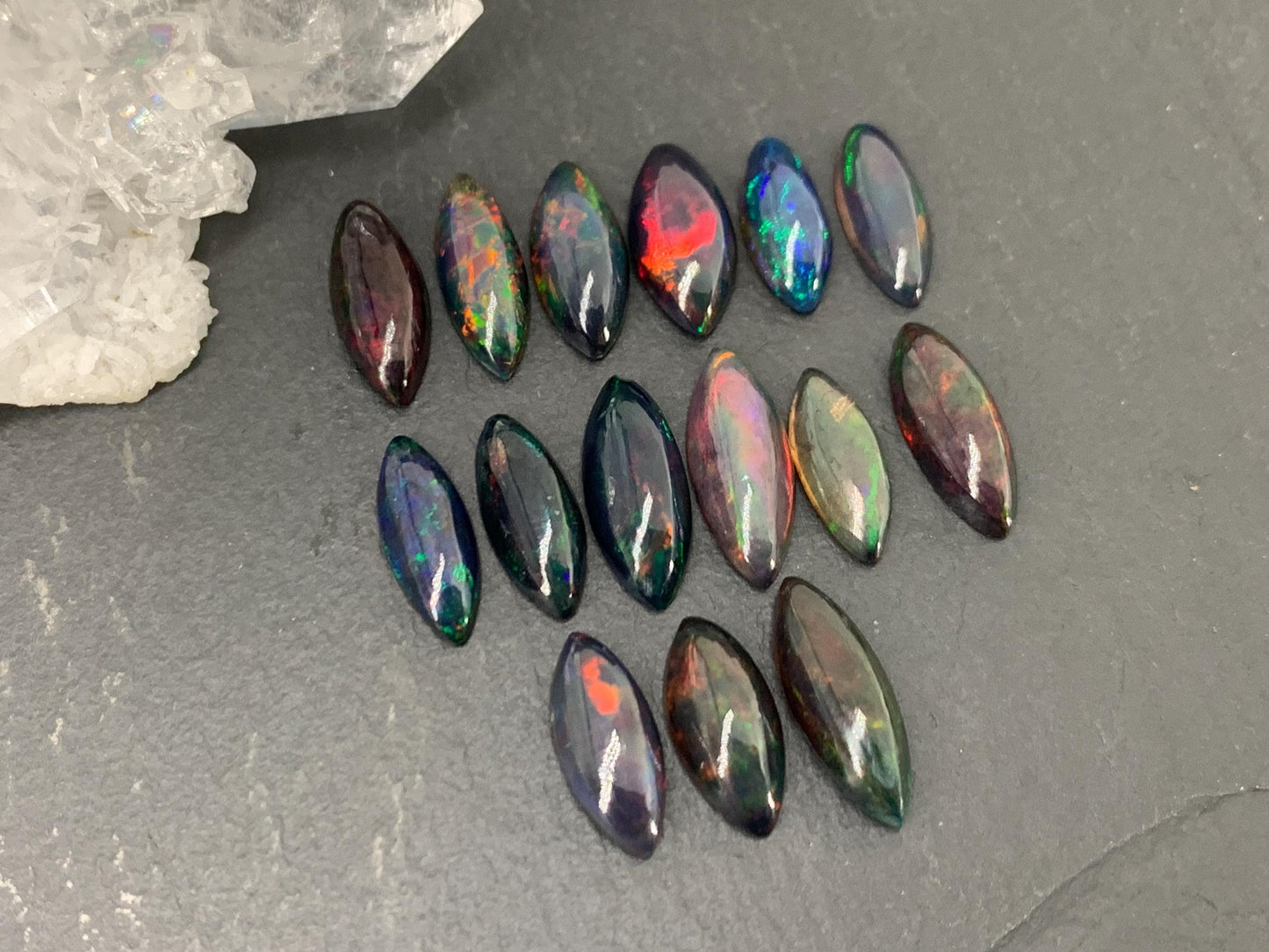 Natural Ethiopian Black Opal marquise 12-14mm long cabochon/ Select your cabochon