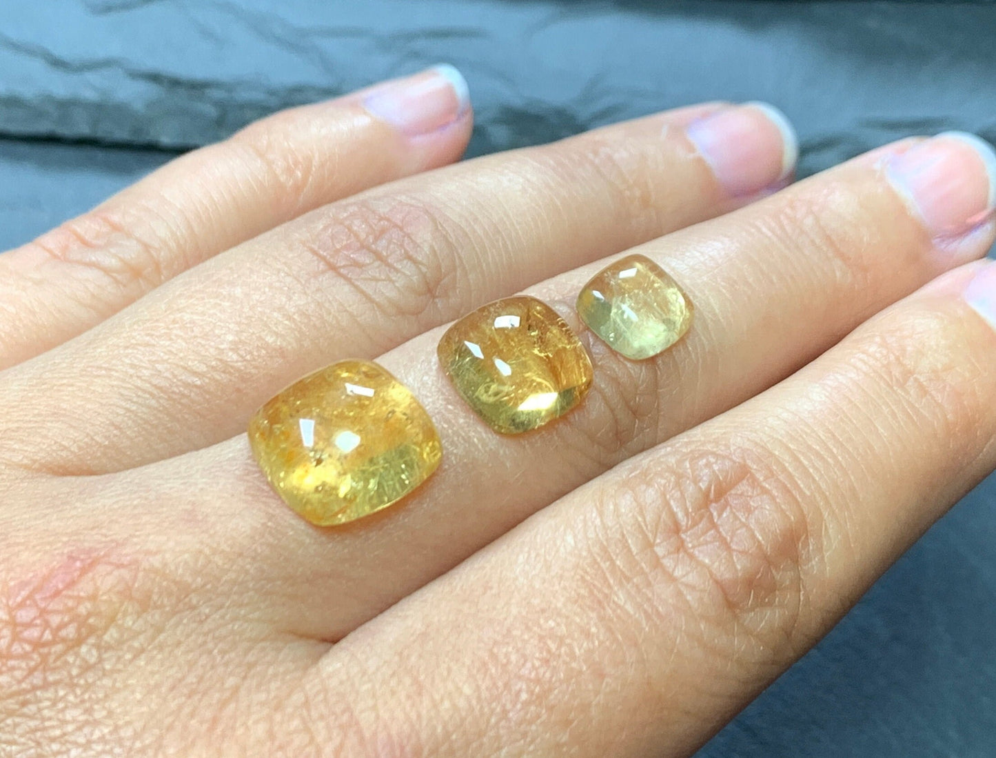 Citrine square cushion cabochon 8, 10, 12mm - Calibrated cabochons