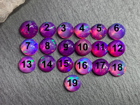Ethiopian Opal round 6mm cabochon - Natural Opal smoked to purple color