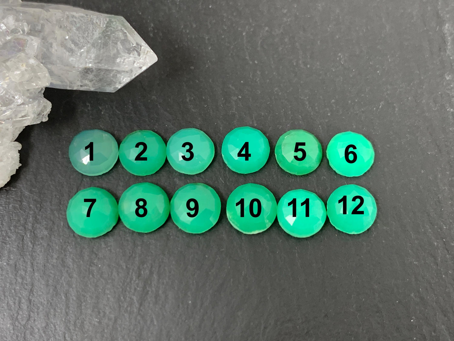 Faceted Chrysoprase round 6mm cabochon