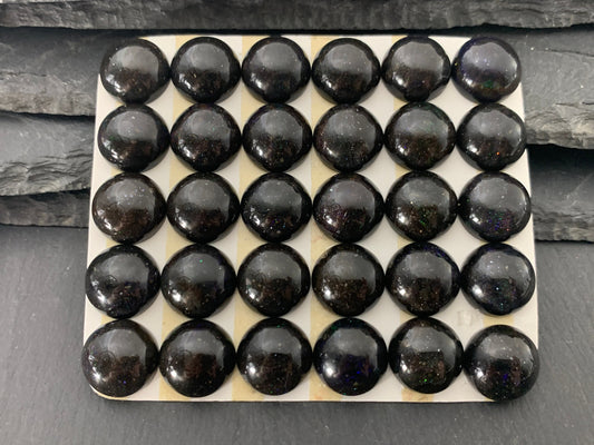 Black Andamooka Opal round 15mm cabochon  - Matrix Australian Opal